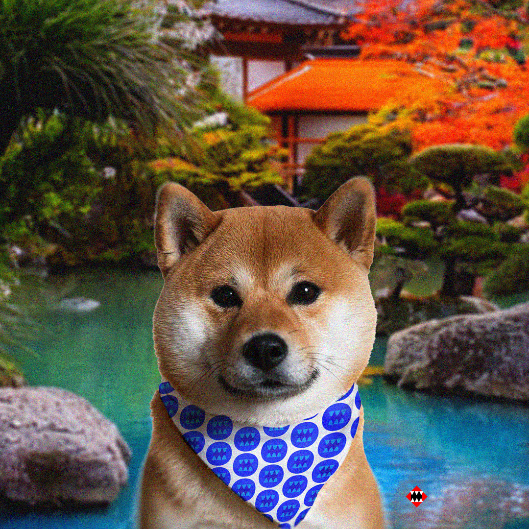 House of Bitey Bubba Bitey (tm) all-over print bandana Blueberry 2.03" logo - Blueberry