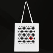 House of Bitey (tm) logo Classic Tote Bag with greyscale geo pattern