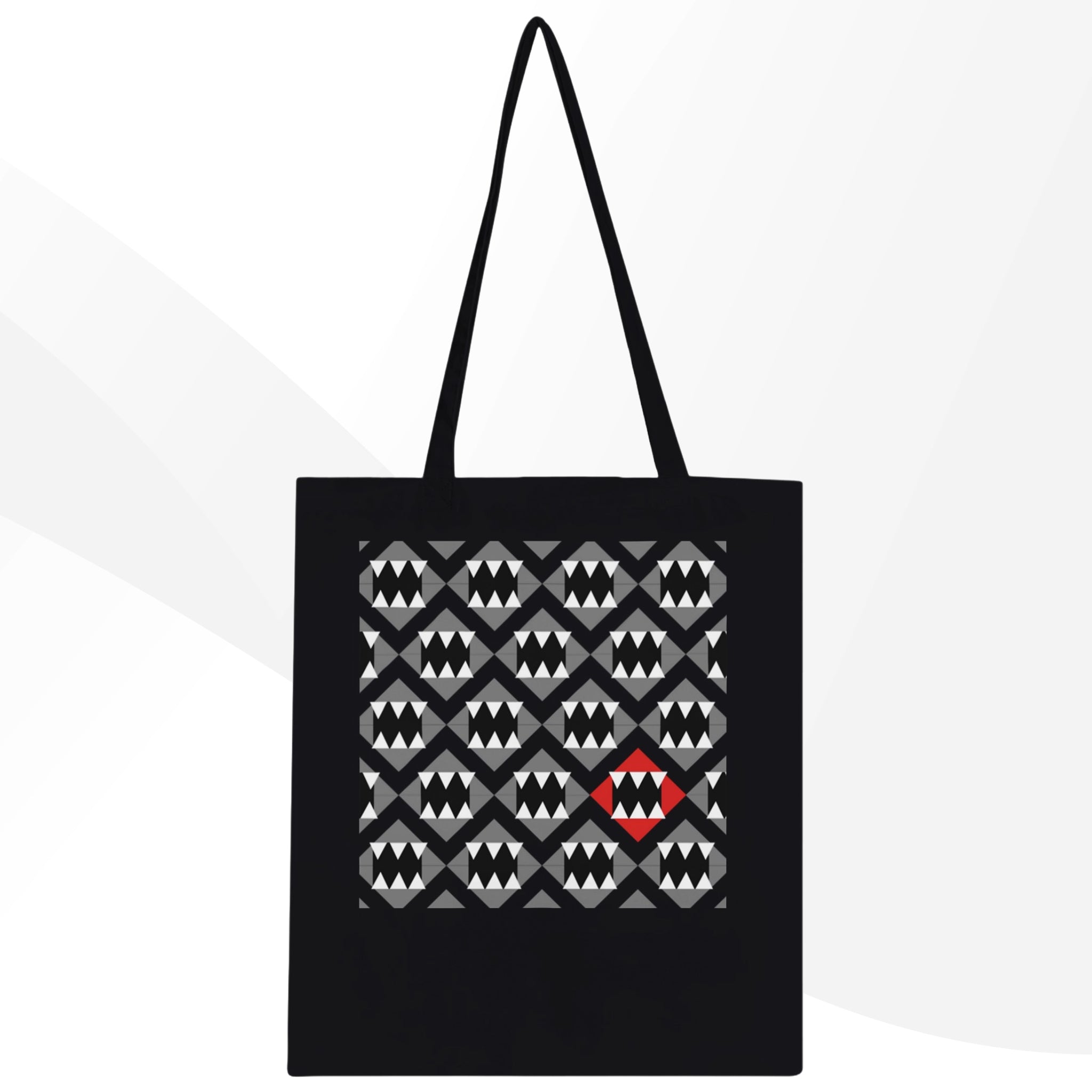 House of Bitey (tm) logo Classic Tote Bag with greyscale geo pattern