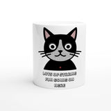House of Bitey (tm) Lots of Staring Fun Going on Here - Cat - White 11oz Ceramic Mug