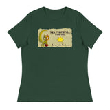 Yes, morning...I see you. Now Go Away. Thank you - Green cat, red ball & sun - Bubba Bitey - Women's Relaxed T-Shirt