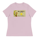 Yes, morning...I see you. Now Go Away. Thank you - Green cat, red ball & sun - Bubba Bitey - Women's Relaxed T-Shirt