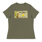 Yes, morning...I see you. Now Go Away. Thank you - Green cat, red ball & sun - Bubba Bitey - Women's Relaxed T-Shirt
