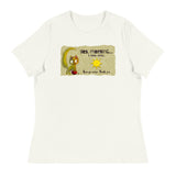 Yes, morning...I see you. Now Go Away. Thank you - Green cat, red ball & sun - Bubba Bitey - Women's Relaxed T-Shirt