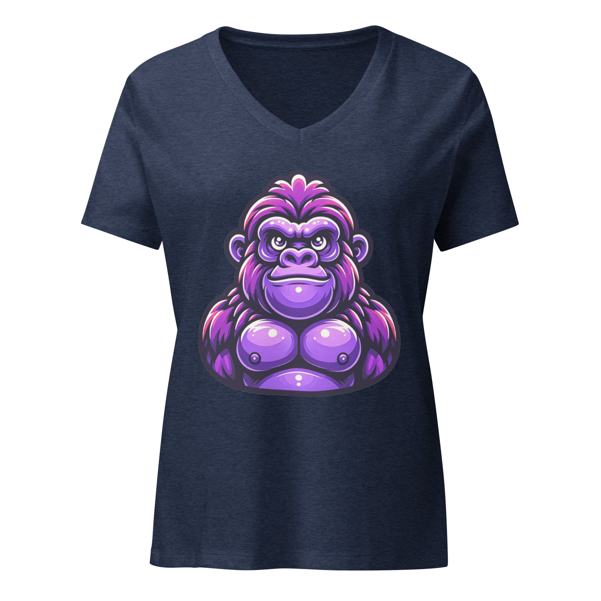 House of Bitey (tm) Attitude Gorilla women’s relaxed v-neck t-shirt