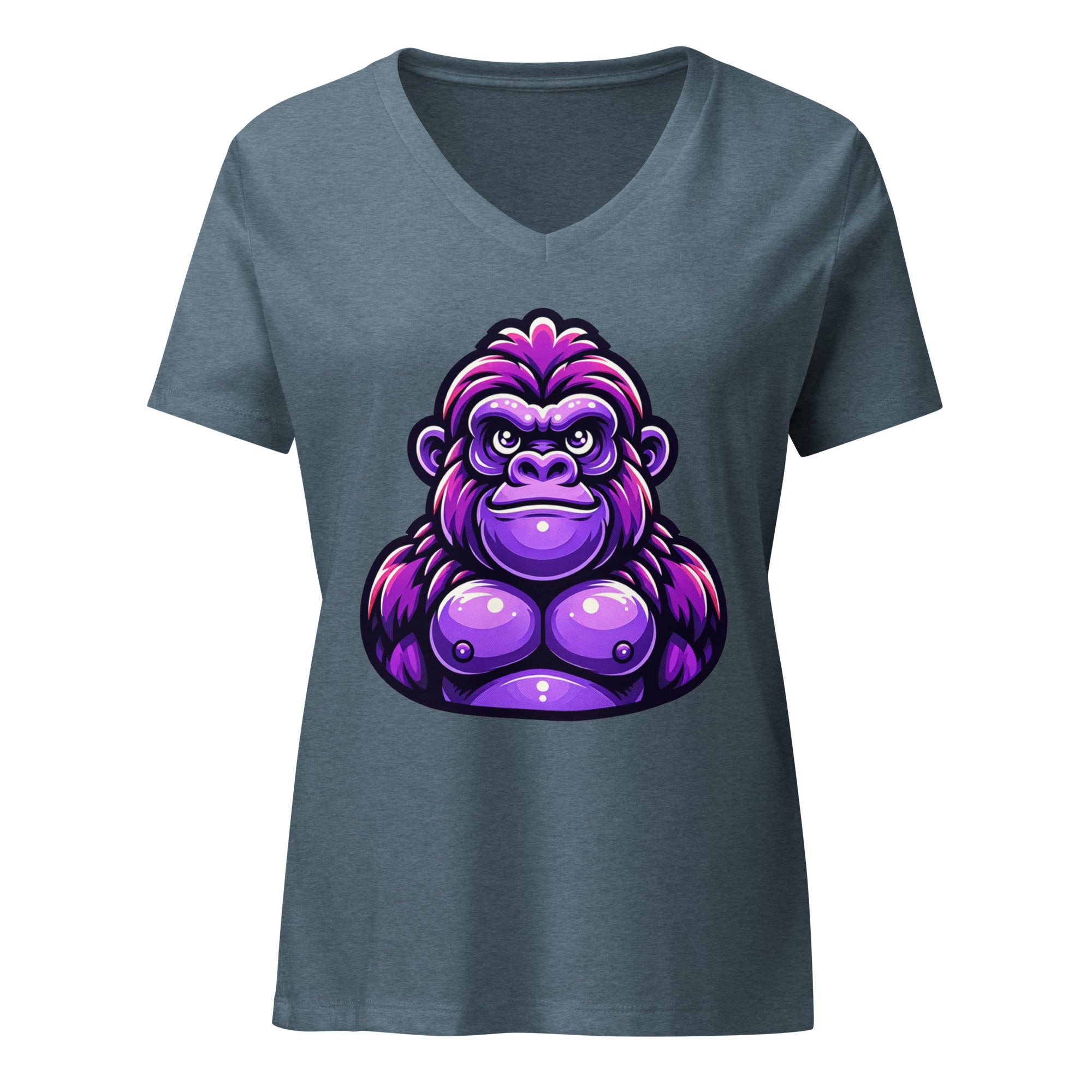 House of Bitey (tm) Attitude Gorilla women’s relaxed v-neck t-shirt