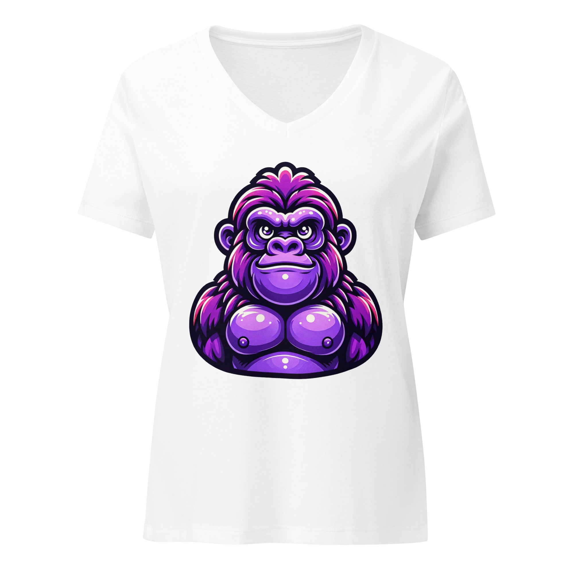 House of Bitey (tm) Attitude Gorilla women’s relaxed v-neck t-shirt